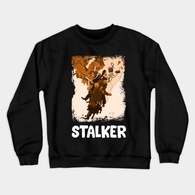 Cloaked in Mystery STALKERs Movie's Cinematic Allure Weaved into Your Daily Style Crewneck Sweatshirt by Thunder Lighthouse
